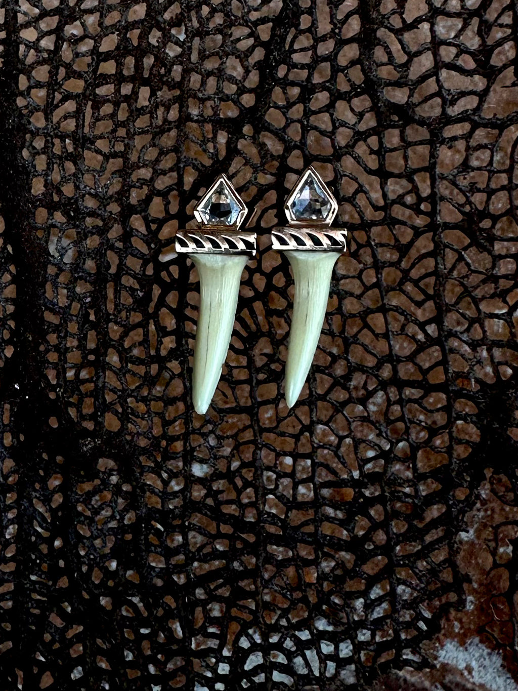 Shield Diamond Shark Tooth Earrings