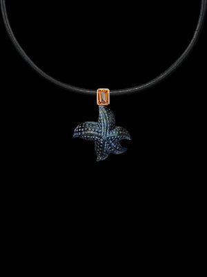 Blue Tiger Eye Starfish with Citrine