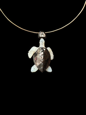 Grande Mother of Pearl Turtle with Deco Sapphire