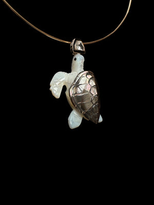 Grande Mother of Pearl Turtle with Deco Sapphire