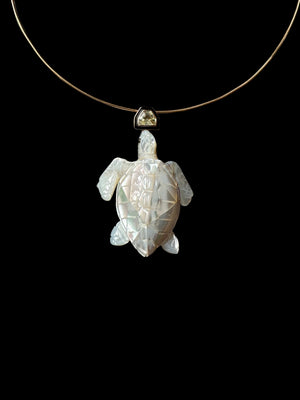 Grande Mother of Pearl Turtle with Deco Sapphire