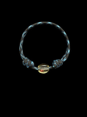 Cowry Bead with Oval Sapphire Surf Cord Anklet