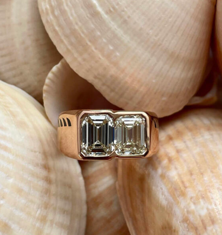 Double Emerald Cut Diamond Ring
