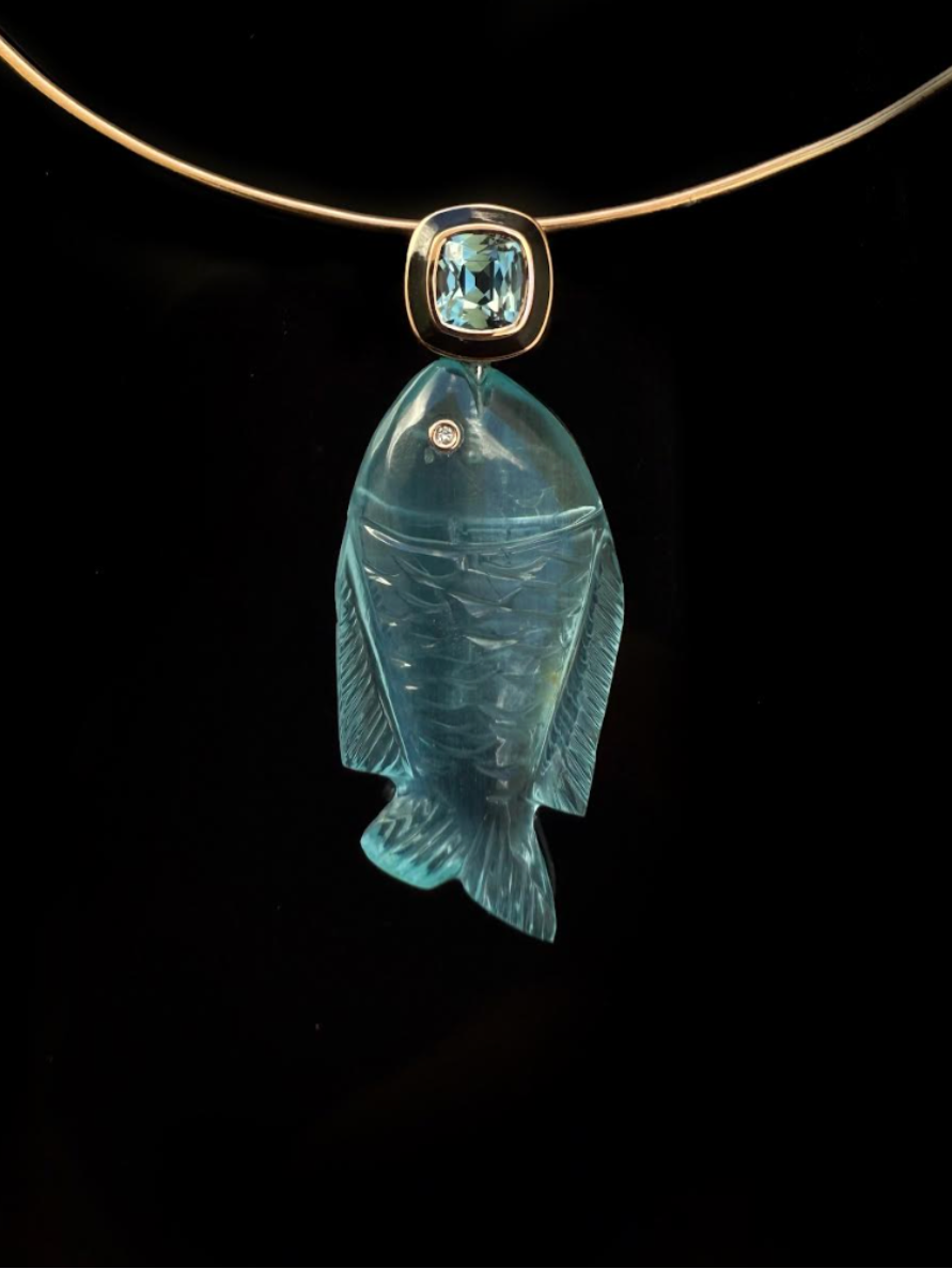 Aquamarine Fish with Montana Sapphire