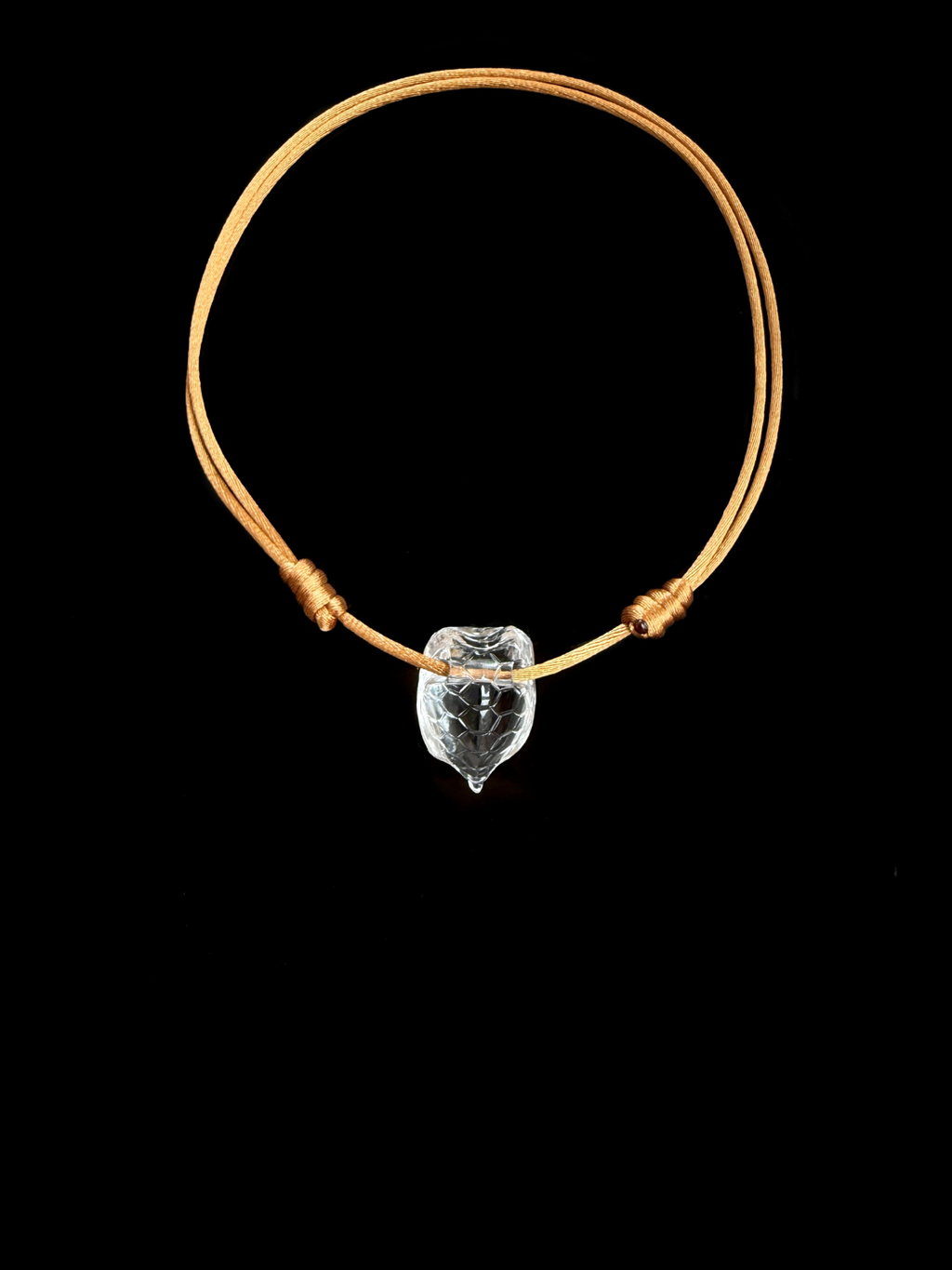 Medio Carved Turtle Bead on Sand Silk Cord