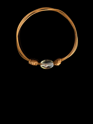 Lemon Quartz Cowry Bead with Marquise Diamond on Sand Silk Cord