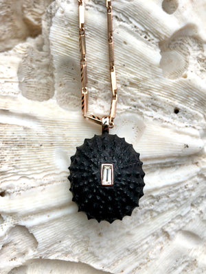 Carved Sea Urchin with Beryl