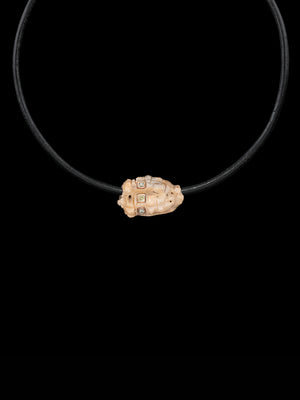 Petite Coral Conch Bead with Cushion Cut Diamonds 12