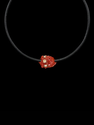 Petite Coral Conch Bead with Cushion Cut Diamonds 10