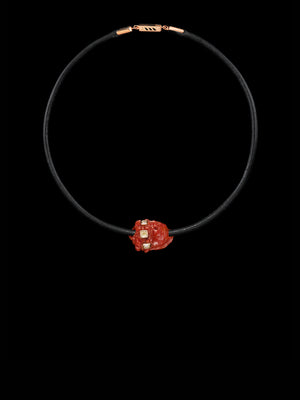 Petite Coral Conch Bead with Cushion Cut Diamonds 10