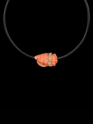 Petite Coral Conch Bead with Cushion Cut Diamonds 9