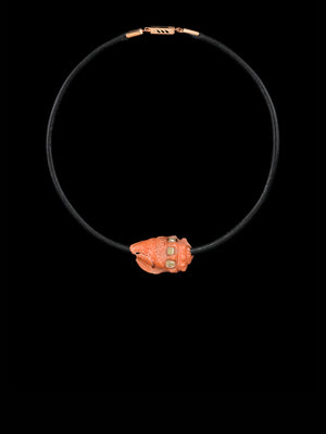 Petite Coral Conch Bead with Cushion Cut Diamonds 9