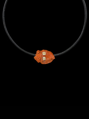 Classic Coral Conch Bead with Cushion Cut Diamonds 3