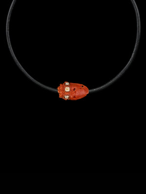 Petite Coral Conch Bead with Cushion Cut Diamonds 4