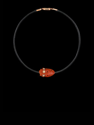 Petite Coral Conch Bead with Cushion Cut Diamonds 4