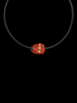 Petite Coral Conch Bead with Cushion Cut Diamonds 3