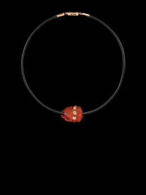 Petite Coral Conch Bead with Cushion Cut Diamonds 3