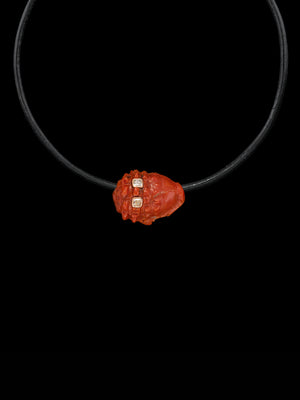 Petite Coral Conch Bead with Cushion Cut Diamonds 2