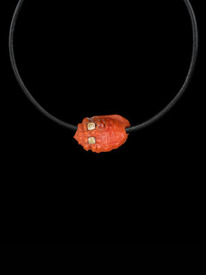 Petite Coral Conch Bead with Cushion Cut Diamonds 6