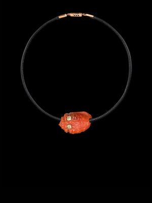 Petite Coral Conch Bead with Cushion Cut Diamonds 6