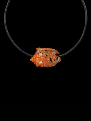 Classic Coral Conch Bead with Cushion Cut Diamonds 2