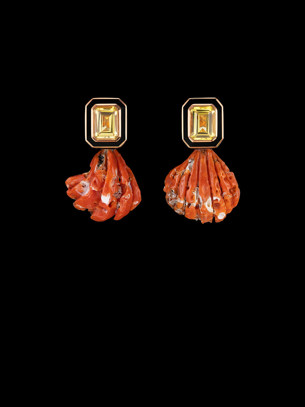 Anadara Coral Shell Earrings with Beryl