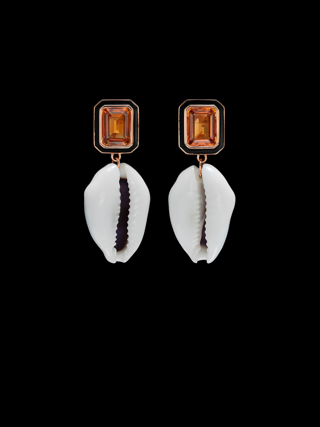 Classic Natural Cowry Citrine Earrings