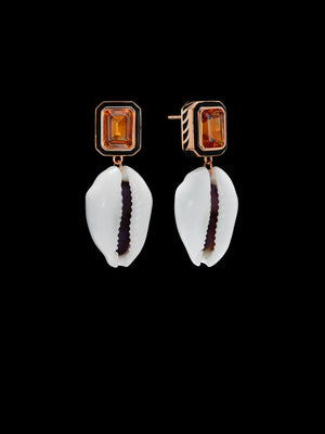 Classic Natural Cowry Citrine Earrings