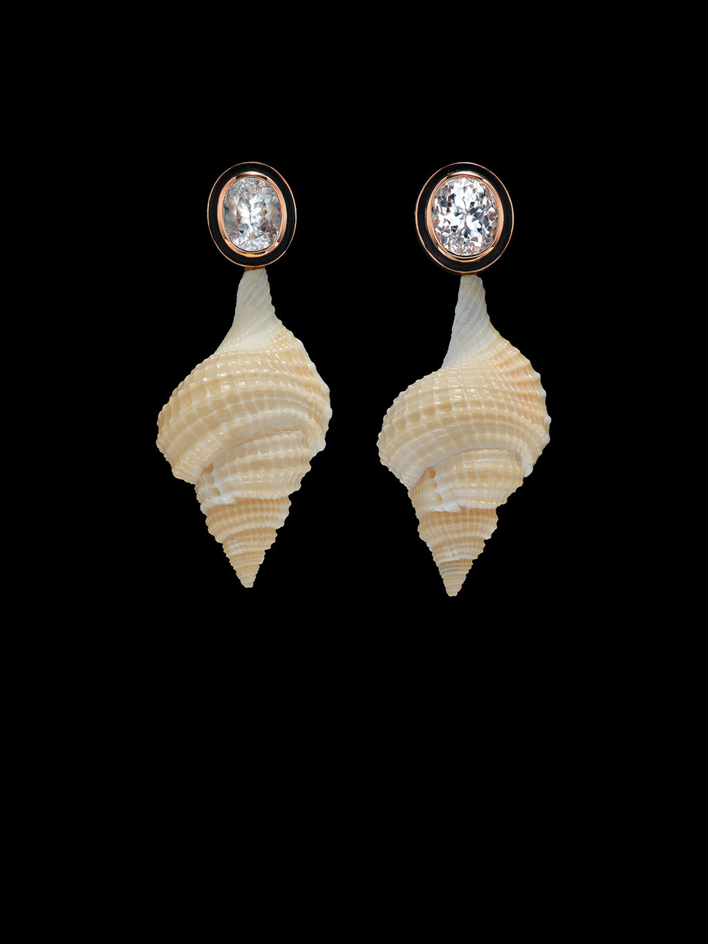 Distorsio Shell Earrings with White Silimanite