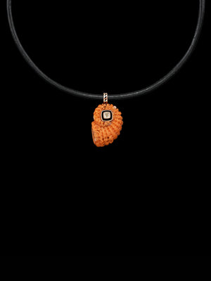 Coral Nautilus Shell with Cushion Cut Diamond 3