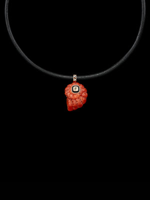 Coral Nautilus Shell with Cushion Cut Diamond 4