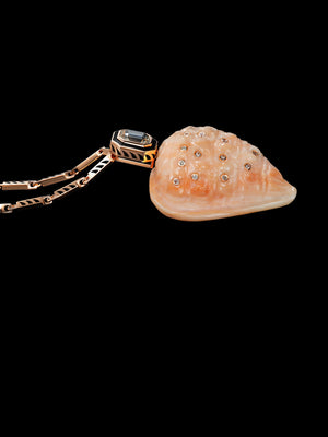 Angel Coral Shell with Sapphire and Diamonds