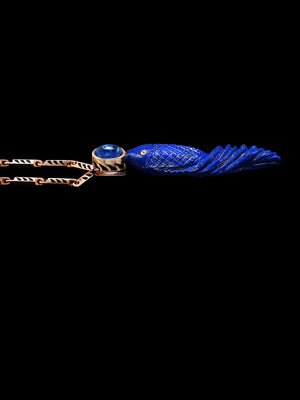 Long Tail Lapiz Lasuli Carved Fish with Oval Kyanite