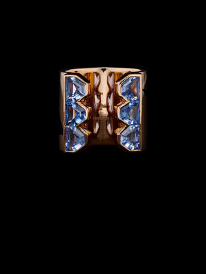 Deco Six Blue Sapphire Ring