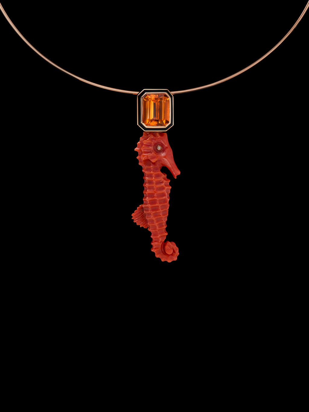 Coral Seahorse with Citrine