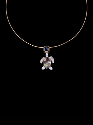 Classic Mother of Pearl Turtle with Sapphire 3