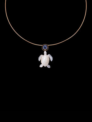 Classic Mother of Pearl Turtle with Sapphire 2