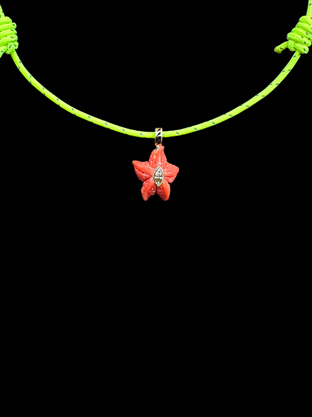 Coral Star Marquise Diamond Surf Cord Necklace