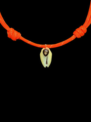Natural Cowry with Pear Brown Diamond on Neon Paracord