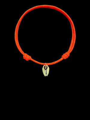 Natural Cowry with Pear Brown Diamond on Neon Paracord
