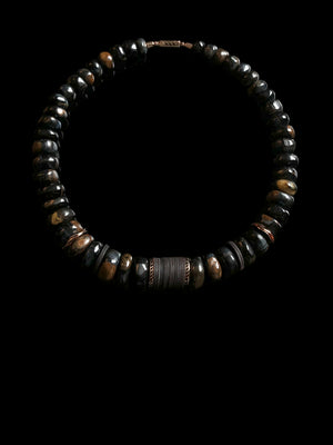 Blue Tiger Eye and Coco Shell Puka 15 mm