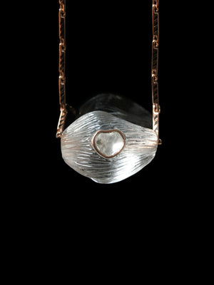 Crystal Quartz Coquito Bead with Polki Diamond