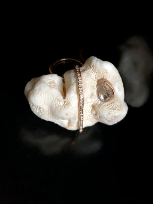 Coral Ring with Diamond Pave and Polki