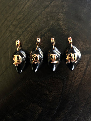 Classic Carved Cowry with Gold Initial