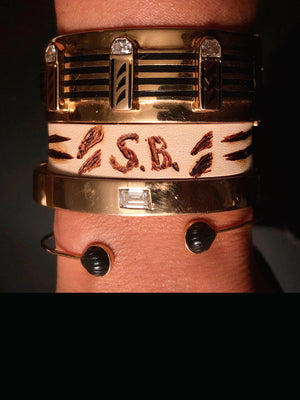 Leather Bracelet with Shark Fins and Initials
