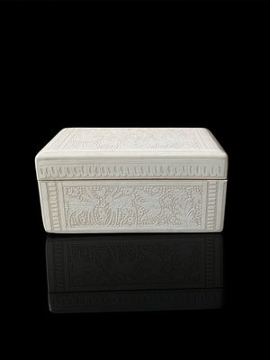 White Engraved Lacquer Wood Box