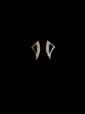 Deco Shark Fin Black Enameling Diamond Earrings