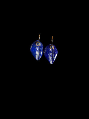 Tiny Lapiz Cowry Earrings with Sapphires