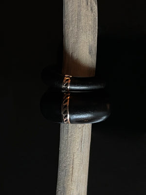 Classic Ebony Wood Ring with Gold