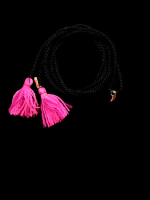 Gold Shark Fin Tassel Necklace with Black Diamond